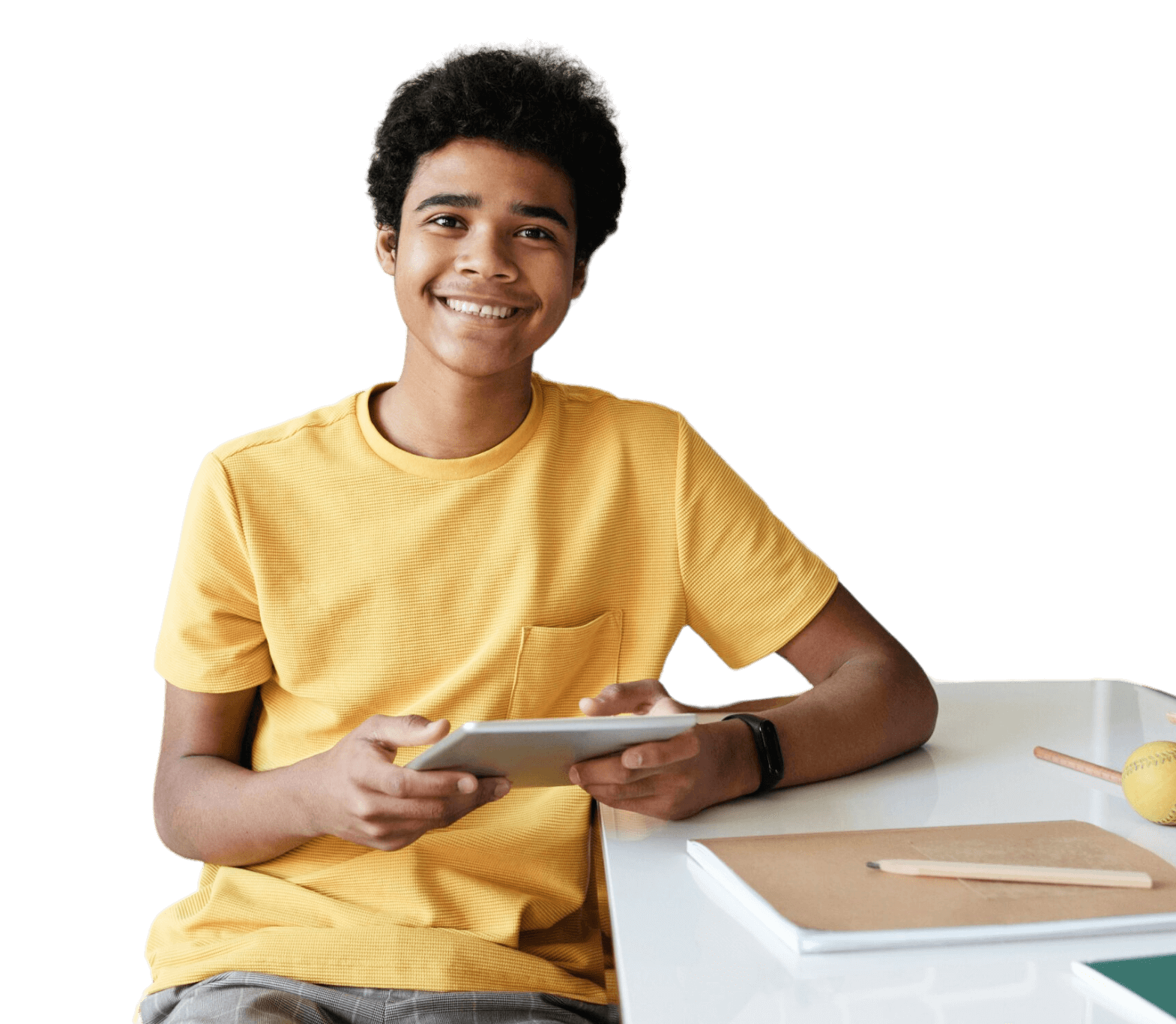 smilling kid with tablet